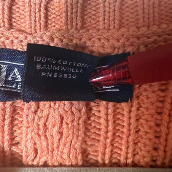 Vintage Lands End Women Cable Knit Sweater SZ S V Neck Orange Classic Fall Cotto - Picture 7 of 10